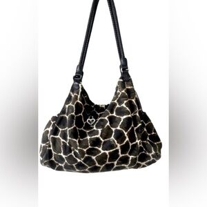 Brighton Giraffe Print Shoulder Bag in Black and Cream